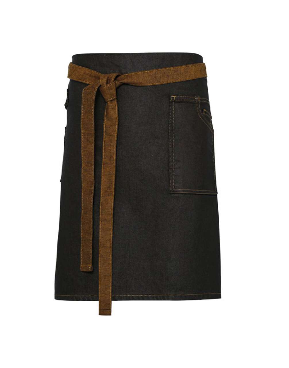 'DIVISION' WAXED LOOK DENIM WAIST APRON - Black/Tan Denim - Main