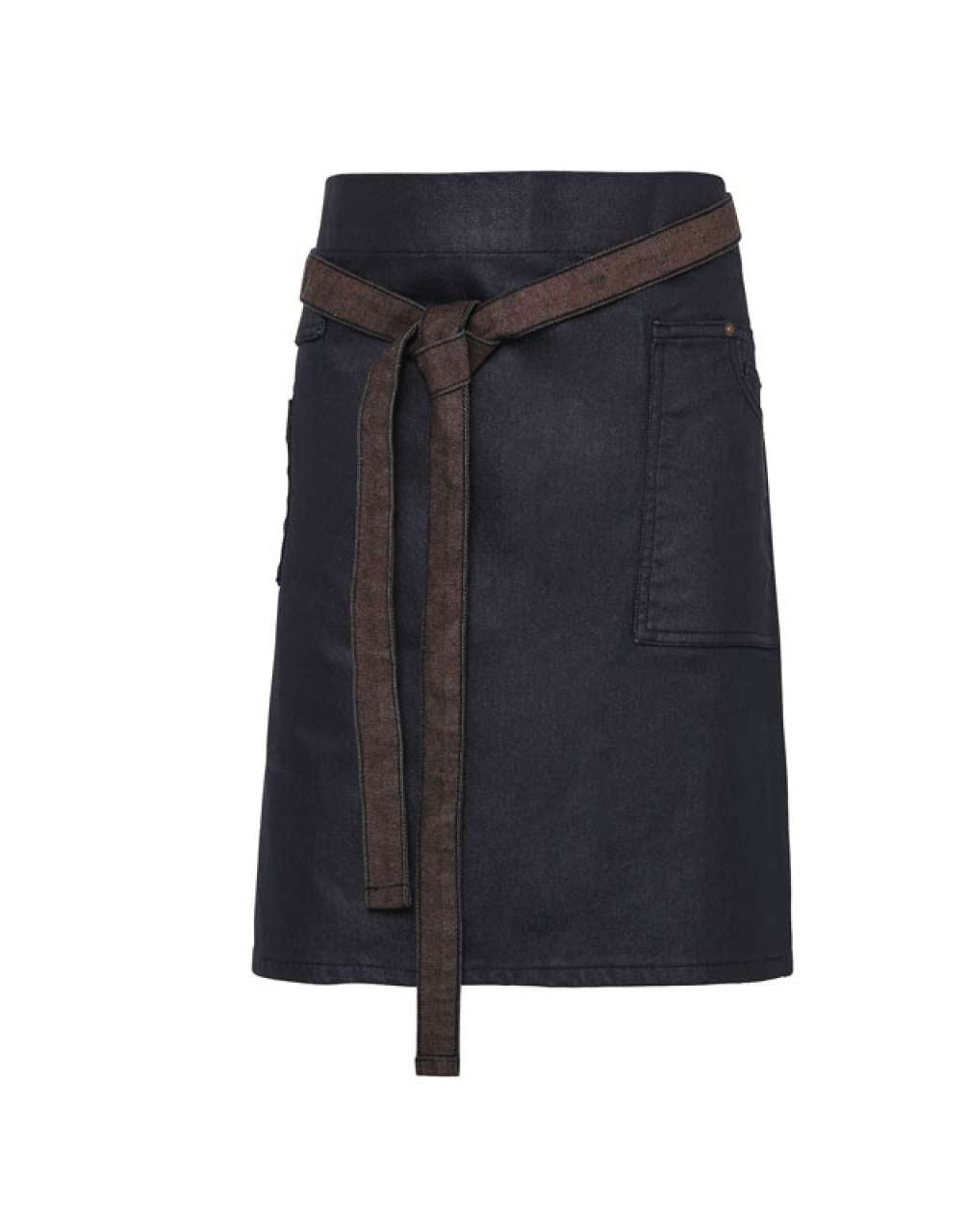 'DIVISION' WAXED LOOK DENIM WAIST APRON - Indigo/Brown Denim - Main