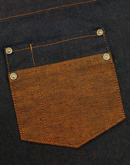 'DIVISION' WAXED LOOK DENIM BIB APRON WITH FAUX LEATHER - Black Denim - Additional