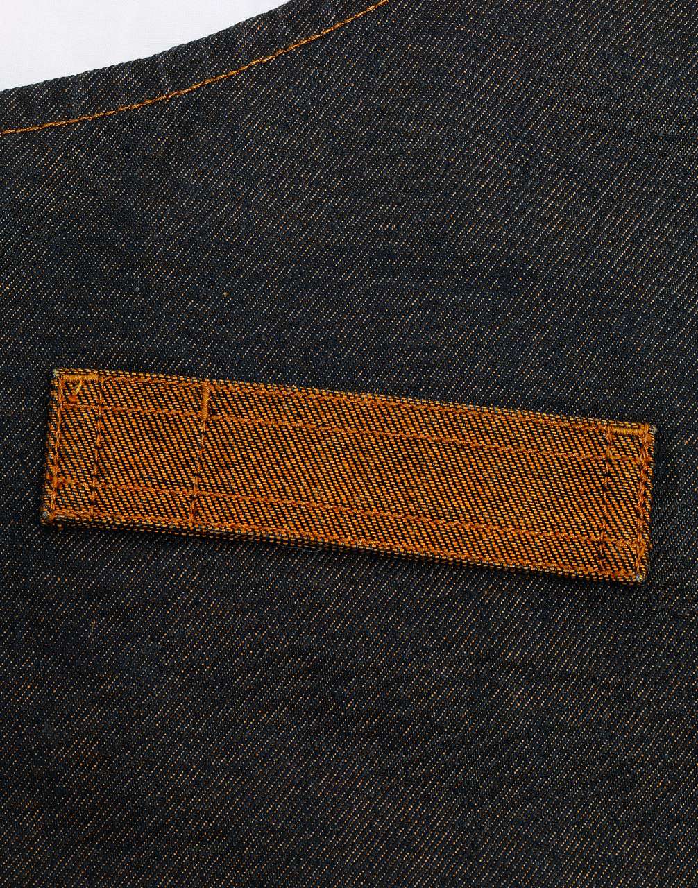 'DIVISION' WAXED LOOK DENIM BIB APRON WITH FAUX LEATHER - Indigo/Brown Denim - Additional