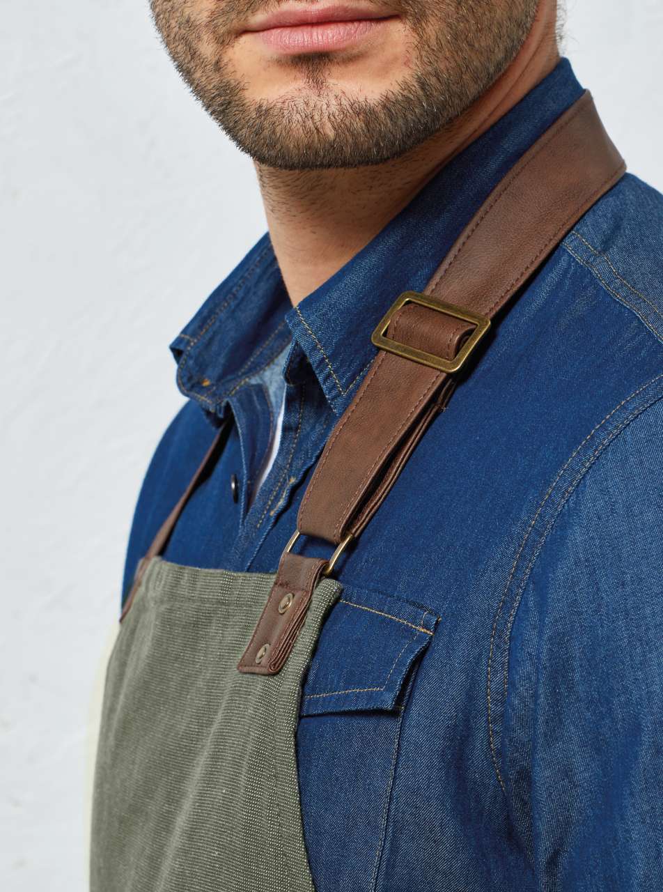 'ANNEX' OXFORD BIB APRON - Moss