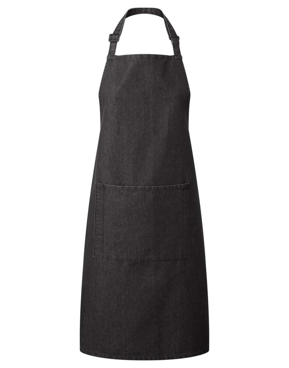 'COLOURS COLLECTION’ BIB APRON WITH POCKET - Black Denim - Main