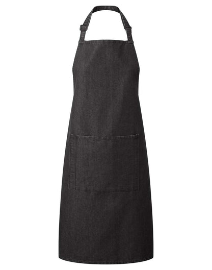 'COLOURS COLLECTION’ BIB APRON WITH POCKET - Black Denim - Main
