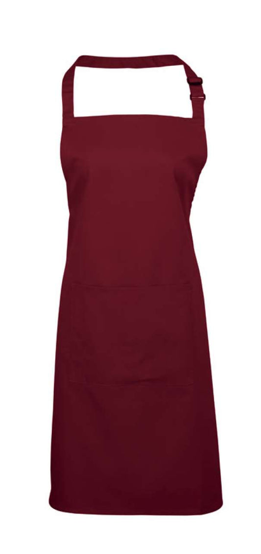 'COLOURS COLLECTION’ BIB APRON WITH POCKET - Burgundy - Main