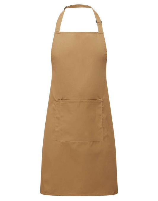 'COLOURS COLLECTION’ BIB APRON WITH POCKET - Camel - Main