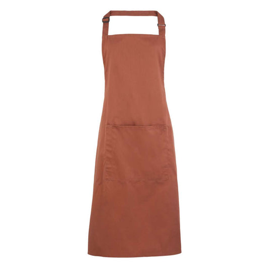 'COLOURS COLLECTION’ BIB APRON WITH POCKET - Chestnut - Main