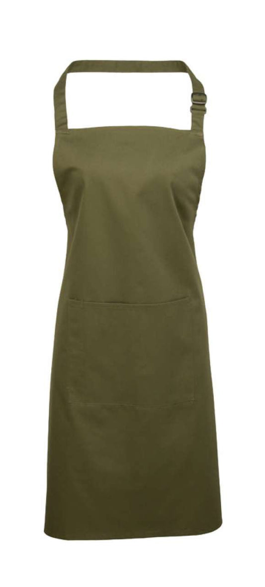 'COLOURS COLLECTION’ BIB APRON WITH POCKET - Olive - Main