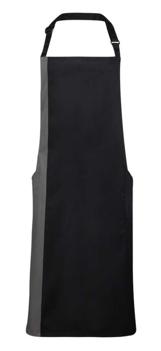 'COLOURS COLLECTION’ CONTRAST BIB APRON - Black/Dark Grey - Main