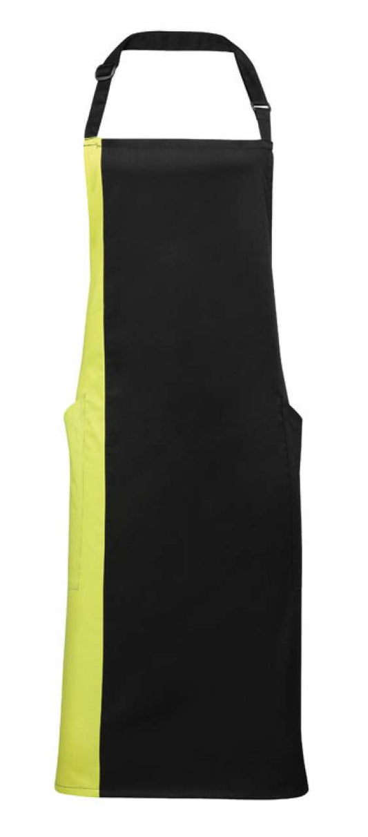 'COLOURS COLLECTION’ CONTRAST BIB APRON - Black/Lime - Main