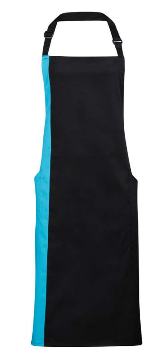'COLOURS COLLECTION’ CONTRAST BIB APRON - Black/Turquoise - Main
