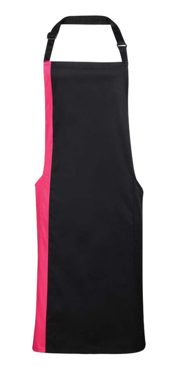 'COLOURS COLLECTION’ CONTRAST BIB APRON - Black/Hot Pink - Main