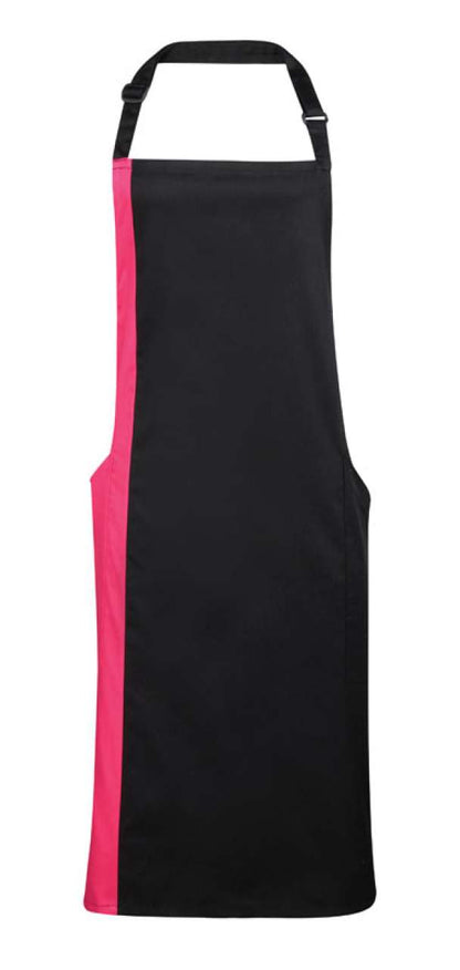 'COLOURS COLLECTION’ CONTRAST BIB APRON - Black/Hot Pink - Main