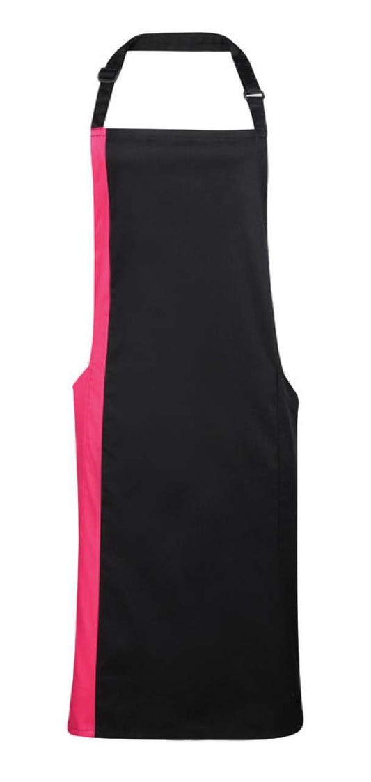 'COLOURS COLLECTION’ CONTRAST BIB APRON - Black/Hot Pink - Main