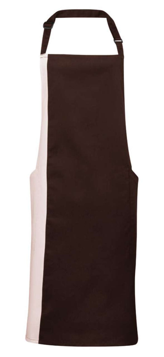 'COLOURS COLLECTION’ CONTRAST BIB APRON - Brown/Natural - Main