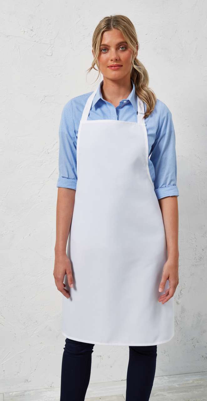 POLYESTER BIB APRON - White - modelimageurl