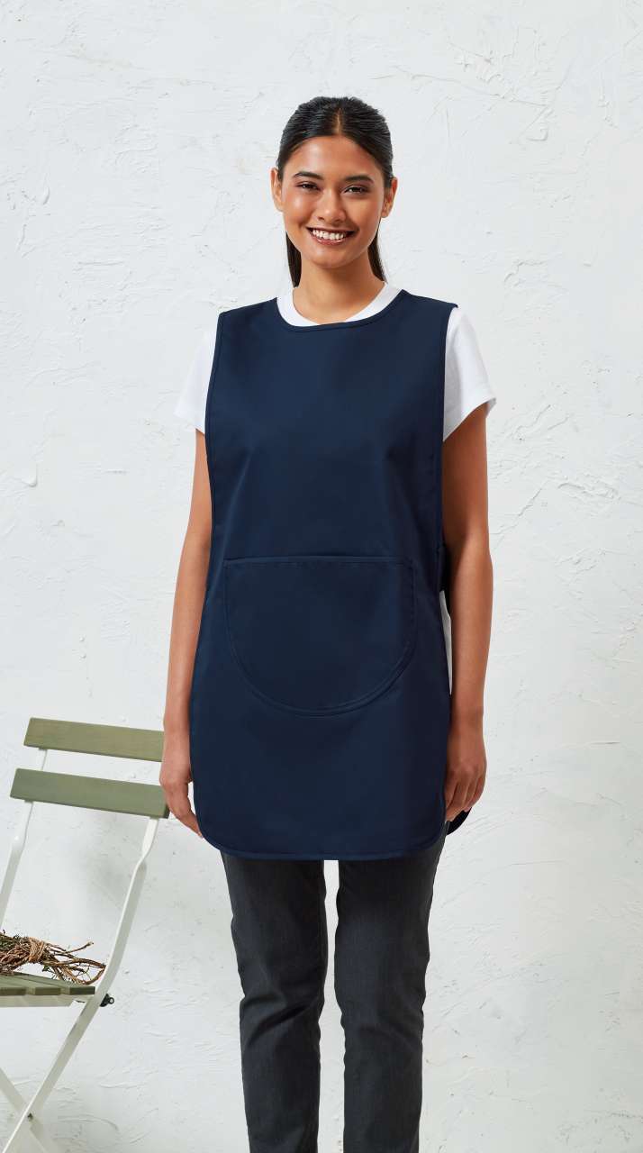 WOMEN'S LONG LENGTH POCKET TABARD - Navy - Model
