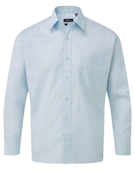 MEN'S LONG SLEEVE POPLIN SHIRT - Light Blue - Main