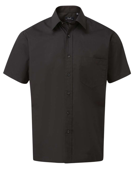 MEN'S SHORT SLEEVE POPLIN SHIRT - Black - Main