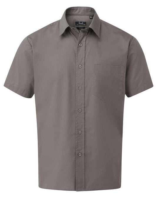 MEN'S SHORT SLEEVE POPLIN SHIRT - Dark Grey - Main