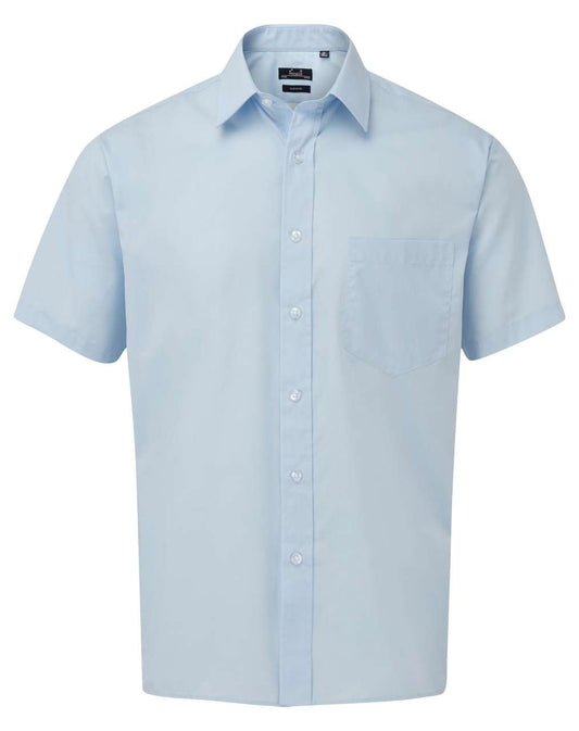 MEN'S SHORT SLEEVE POPLIN SHIRT - Light Blue - Main