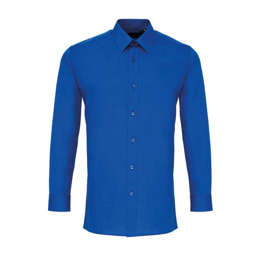 MEN’S LONG SLEEVE FITTED POPLIN SHIRT - Royal - Main