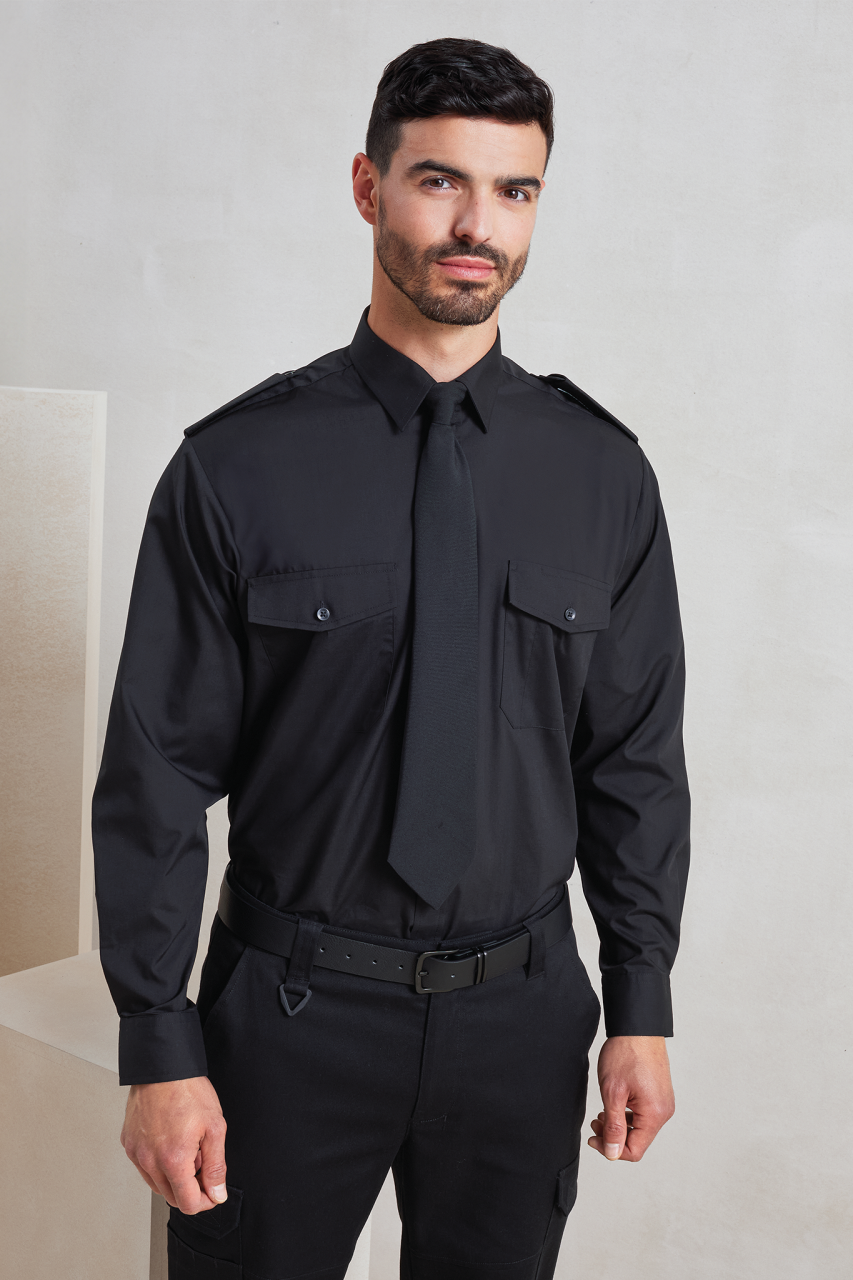 MEN’S LONG SLEEVE PILOT SHIRT - White - Model