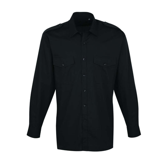 MEN’S LONG SLEEVE PILOT SHIRT - Black - Main