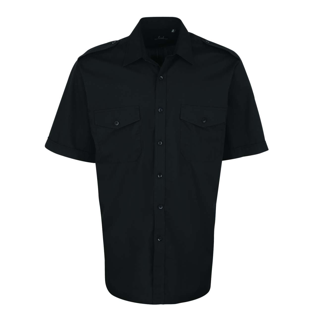 MEN’S SHORT SLEEVE PILOT SHIRT - Black - Main