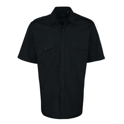 MEN’S SHORT SLEEVE PILOT SHIRT - Black - Main