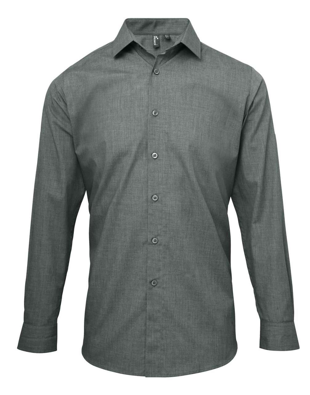 MEN'S CROSS-DYE ROLL SLEEVE POPLIN BAR SHIRT - Grey Denim - Main