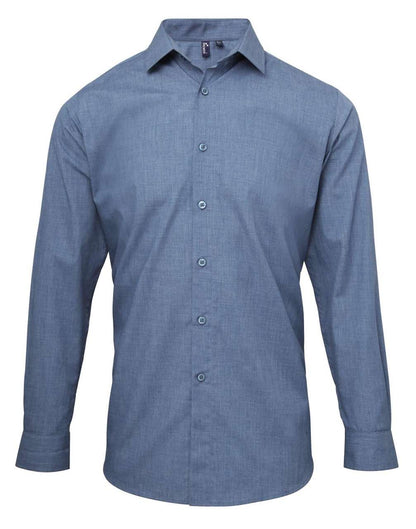 MEN'S CROSS-DYE ROLL SLEEVE POPLIN BAR SHIRT - Indigo Denim - Main