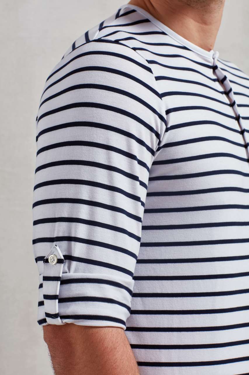 MEN'S LONG JOHN ROLL SLEEVE TEE - Indigo - Additional