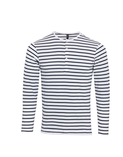 MEN'S LONG JOHN ROLL SLEEVE TEE - White/Navy - Additional