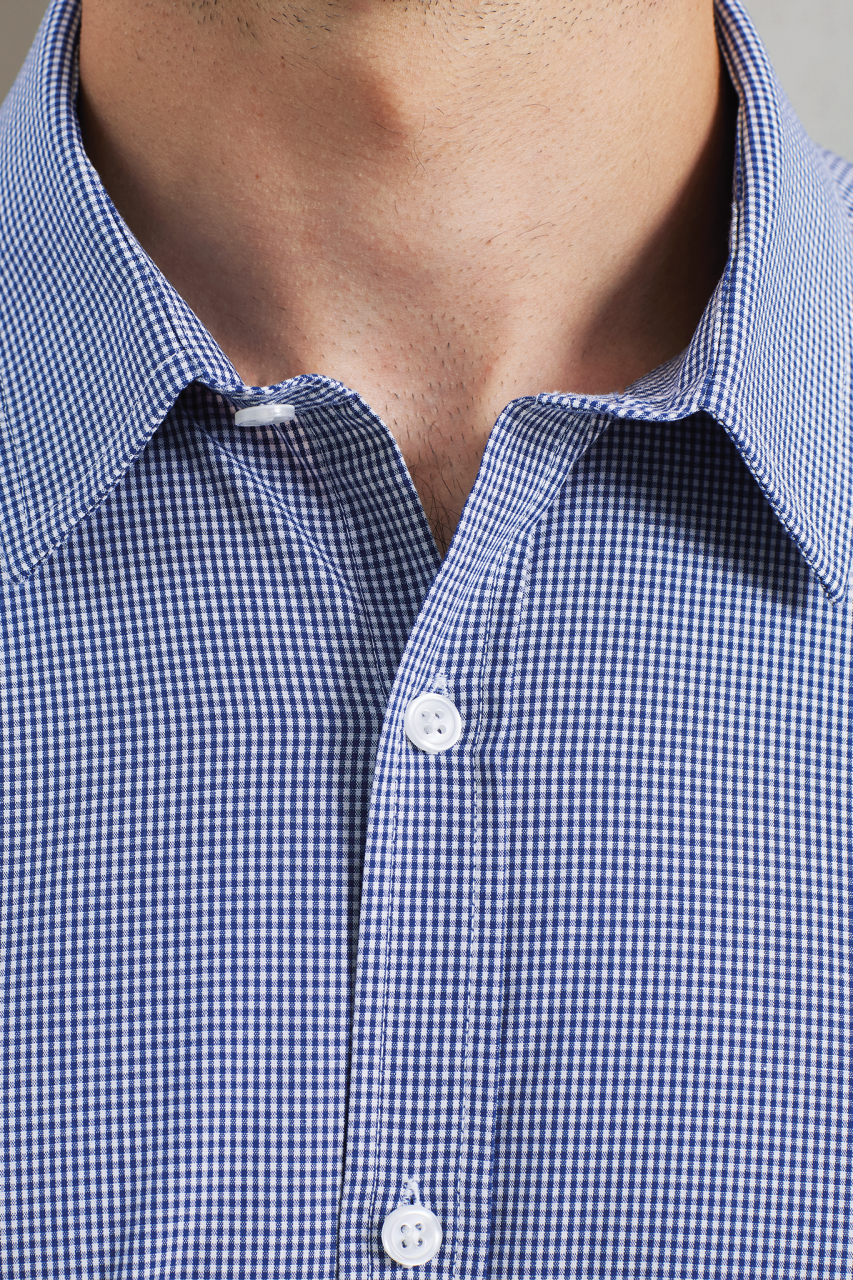 MEN'S SHORT SLEEVE GINGHAM COTTON MICROCHECK SHIRT - Red/White - Additional