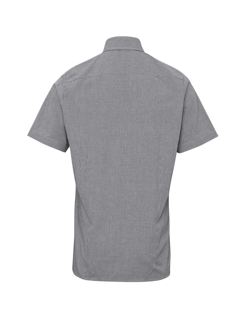 MEN'S SHORT SLEEVE GINGHAM COTTON MICROCHECK SHIRT - Black/White - Additional