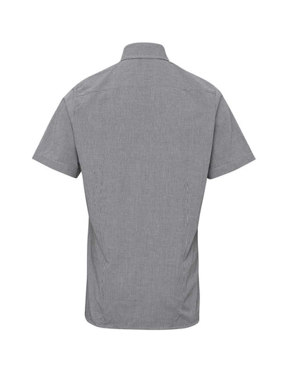 MEN'S SHORT SLEEVE GINGHAM COTTON MICROCHECK SHIRT - Black/White - Additional