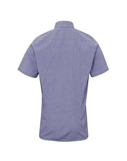 MEN'S SHORT SLEEVE GINGHAM COTTON MICROCHECK SHIRT - Navy/White - Additional