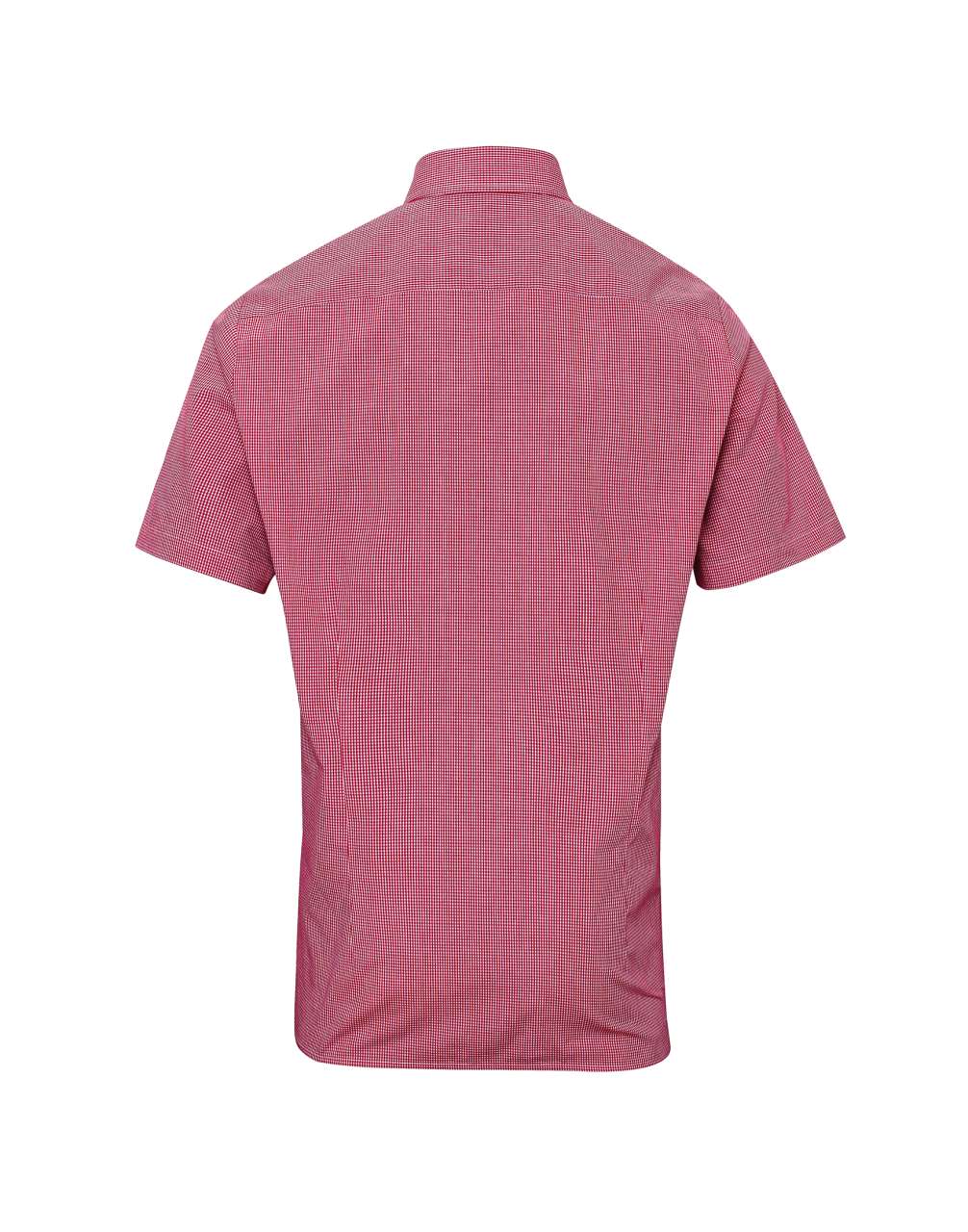 MEN'S SHORT SLEEVE GINGHAM COTTON MICROCHECK SHIRT - Red/White - Additional