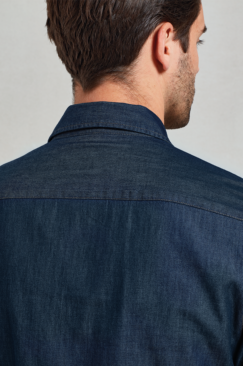 MEN’S JEANS STITCH DENIM SHIRT - Black Denim - Additional