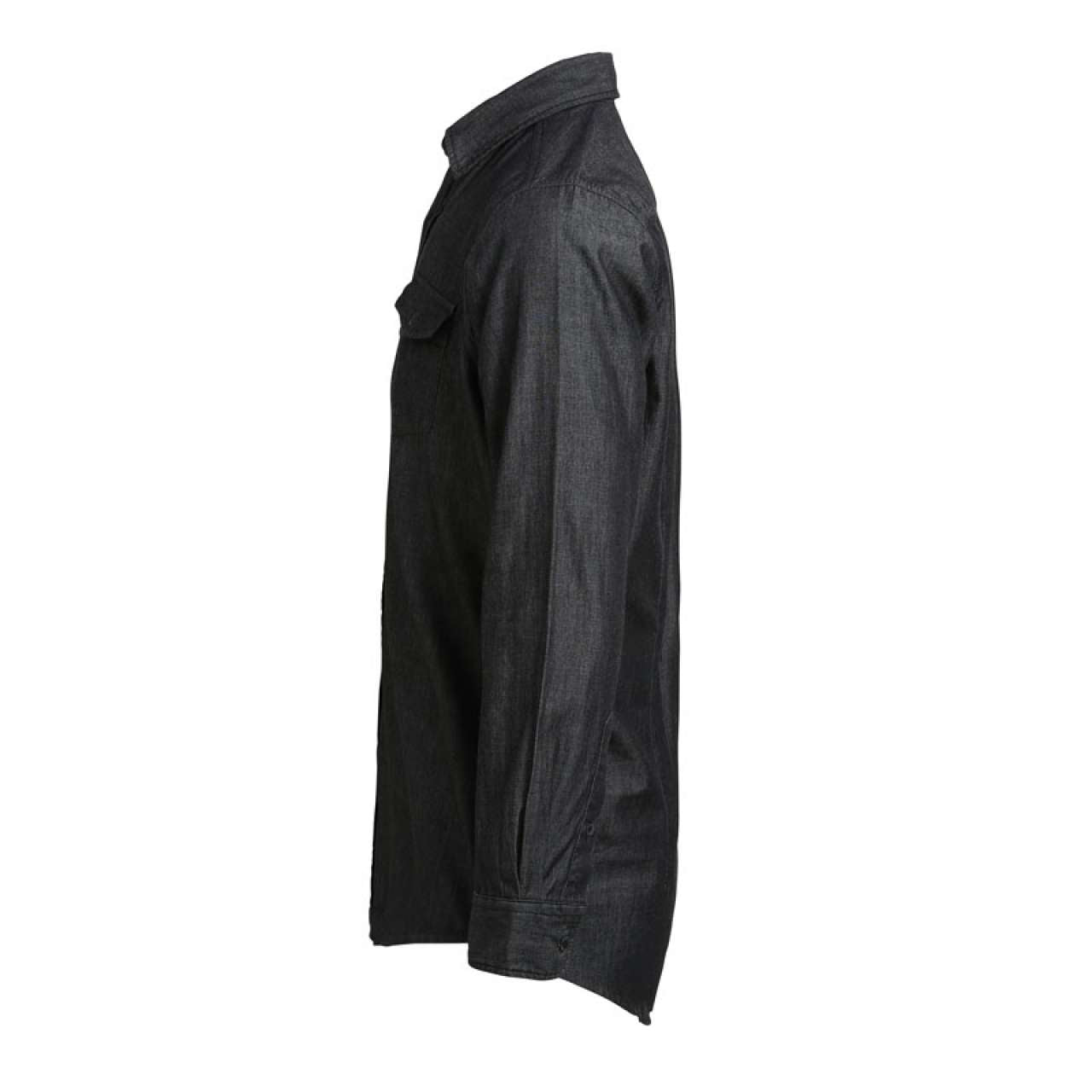 MEN’S JEANS STITCH DENIM SHIRT - Black Denim - Additional