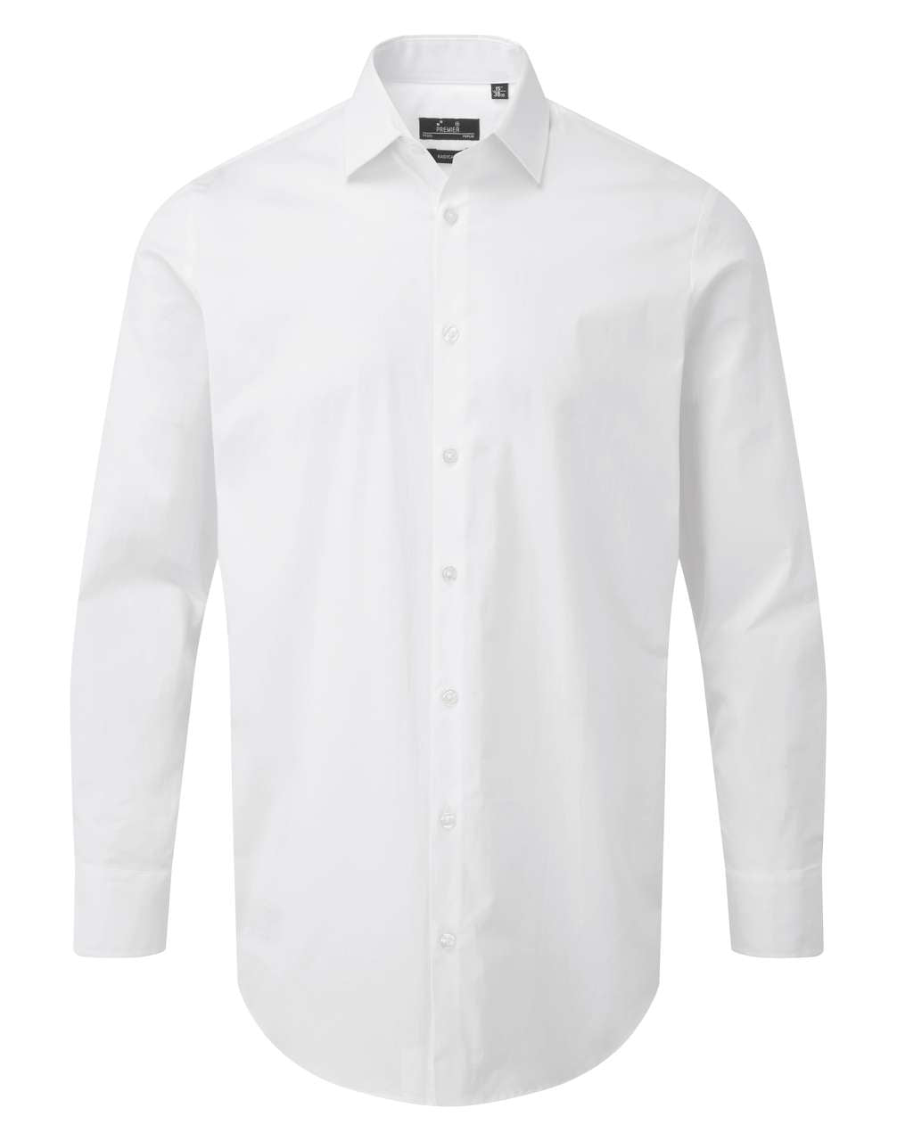 MEN'S STRETCH-FIT COTTON POPLIN LONG SLEEVE SHIRT - White - colorimageurl