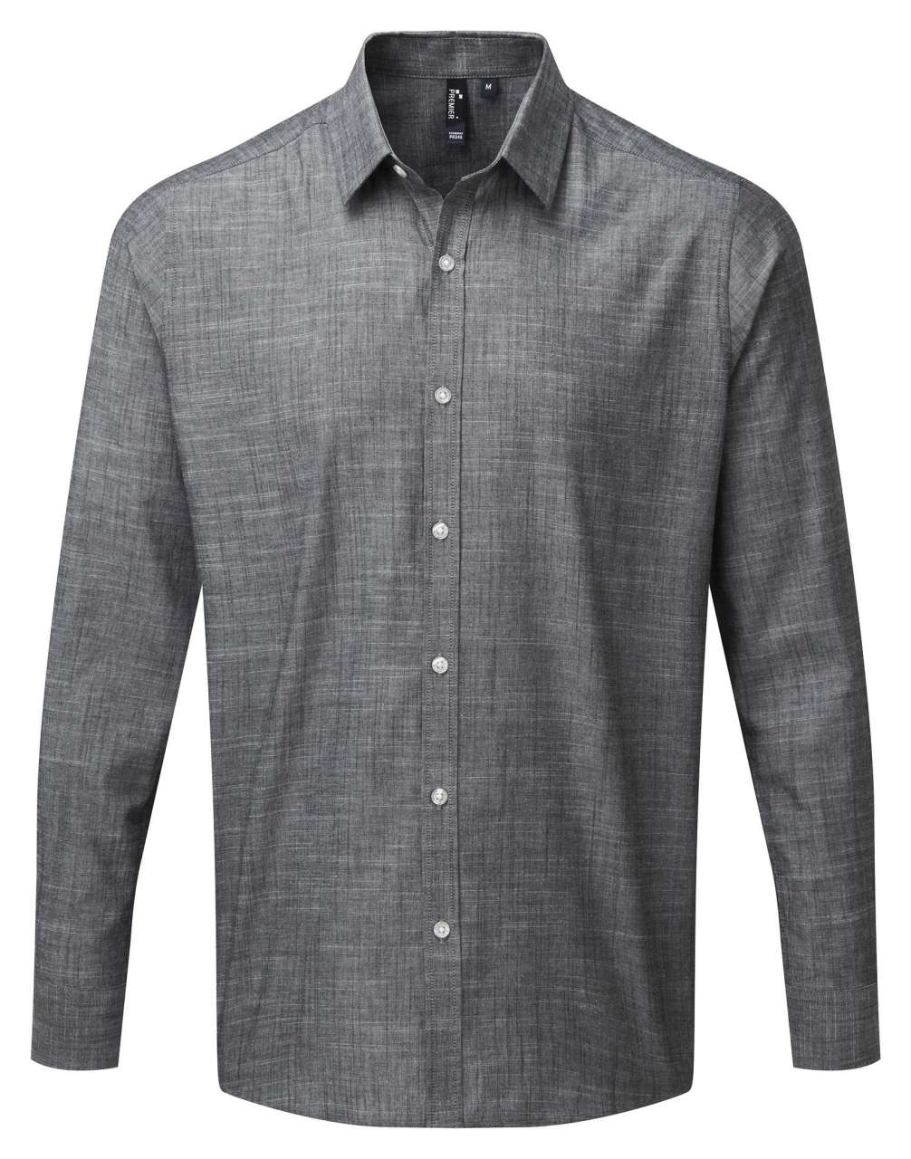 MEN'S COTTON SLUB CHAMBRAY LONG SLEEVE SHIRT - Grey - Main