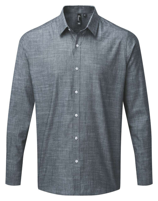 MEN'S COTTON SLUB CHAMBRAY LONG SLEEVE SHIRT - Indigo - Main