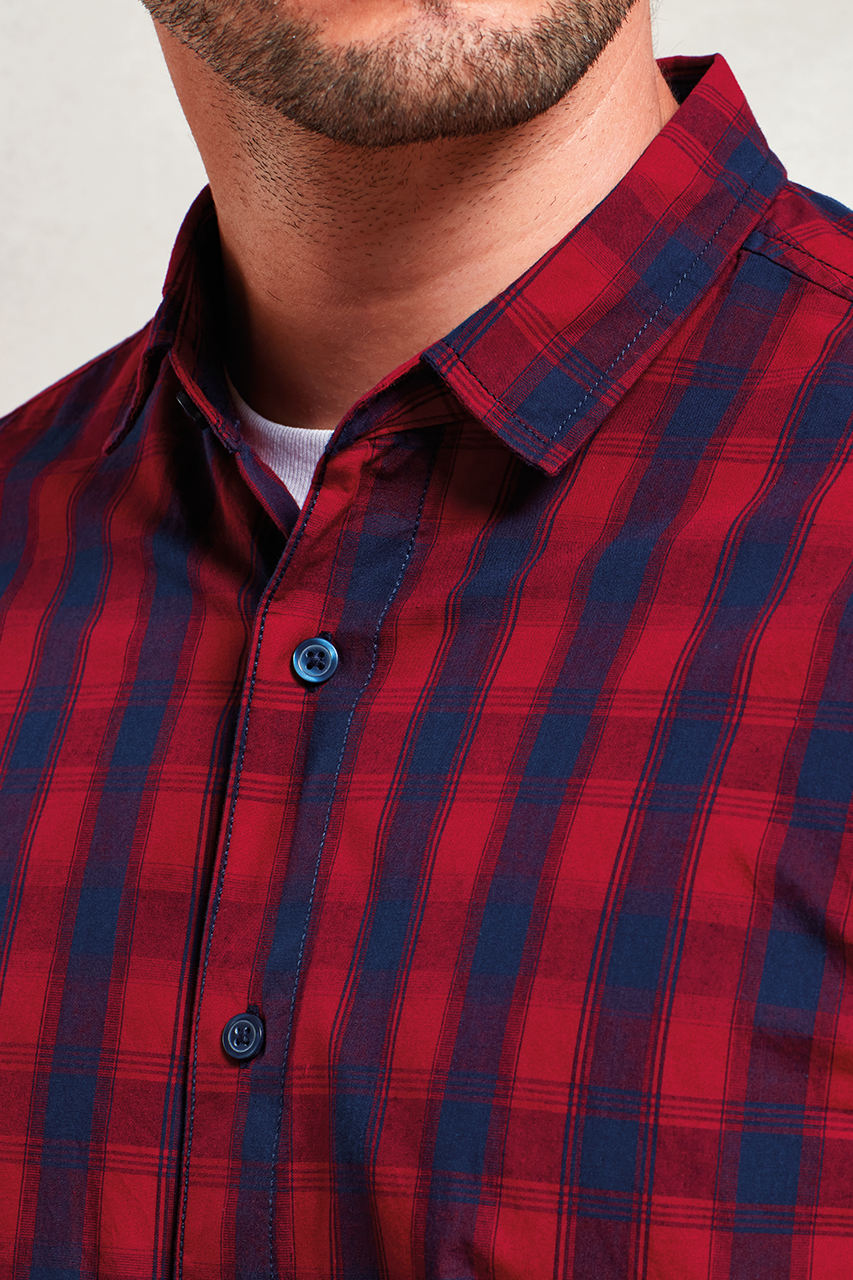 'MULLIGAN' CHECK - MEN'S LONG SLEEVE COTTON SHIRT - Steel/Black - Additional