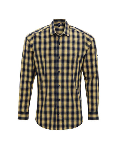 'MULLIGAN' CHECK - MEN'S LONG SLEEVE COTTON SHIRT - Camel/Navy - Additional