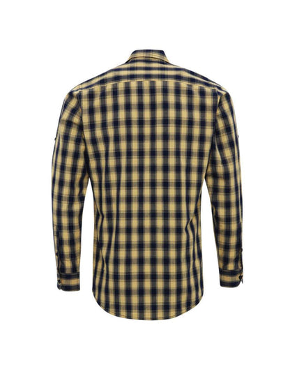 'MULLIGAN' CHECK - MEN'S LONG SLEEVE COTTON SHIRT - Camel/Navy - Main