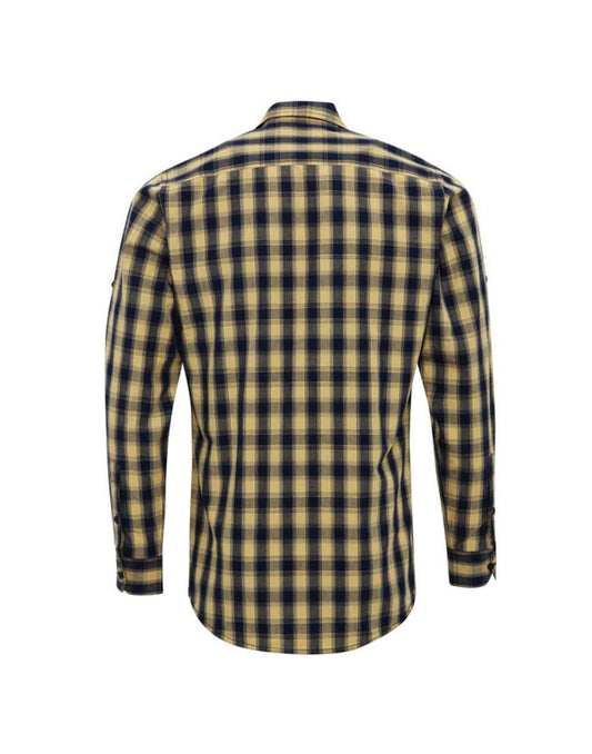 'MULLIGAN' CHECK - MEN'S LONG SLEEVE COTTON SHIRT - Camel/Navy - Main