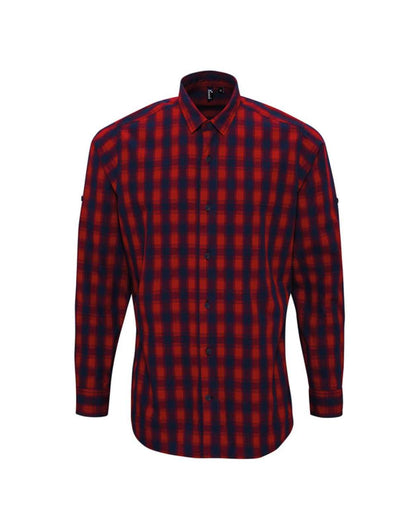 'MULLIGAN' CHECK - MEN'S LONG SLEEVE COTTON SHIRT - Red/Navy - Additional