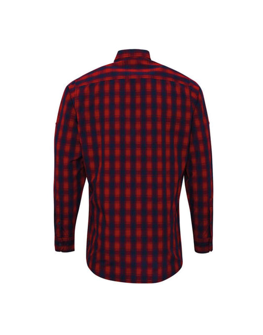 'MULLIGAN' CHECK - MEN'S LONG SLEEVE COTTON SHIRT - Red/Navy - Main