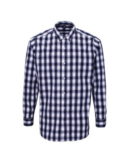'MULLIGAN' CHECK - MEN'S LONG SLEEVE COTTON SHIRT - White/Navy - Additional